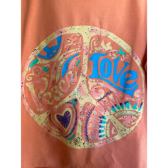 EXCLUSIVE Made With Love Orange Peace Sign Long Sleeve Knit Top XL - Picture 3 of 7